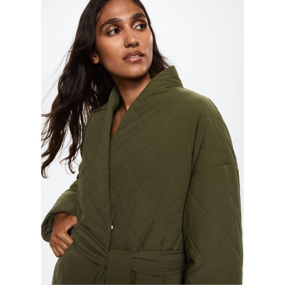 Mango Oversize Quilted Coat Khaki - Picture 7 of 12